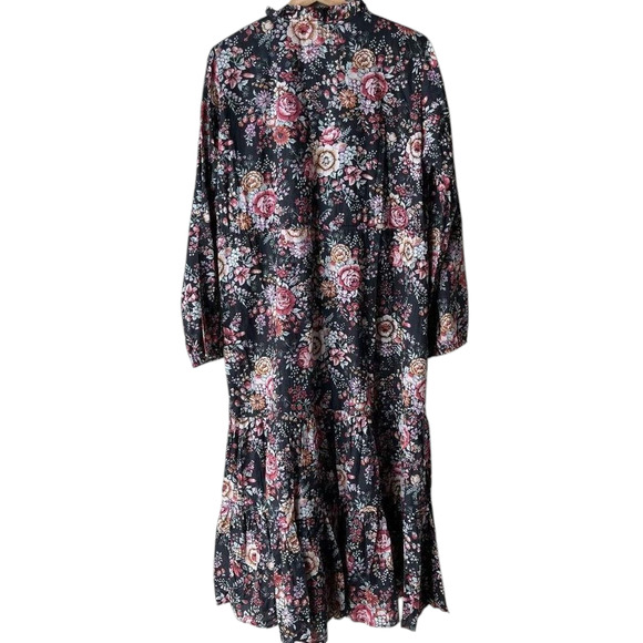 New MILLE Astrid Tasseled Midi Dress $248 SMALL Bloomsbury Floral Long Sleeve - Picture 6 of 8